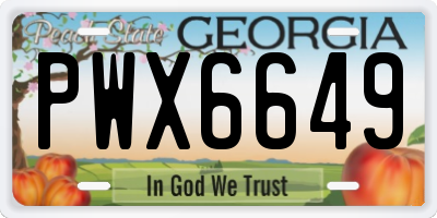 GA license plate PWX6649