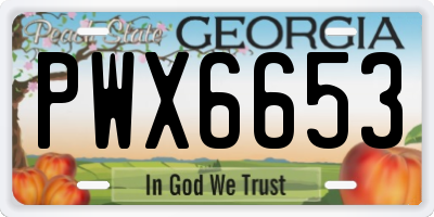 GA license plate PWX6653