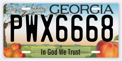 GA license plate PWX6668