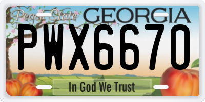 GA license plate PWX6670