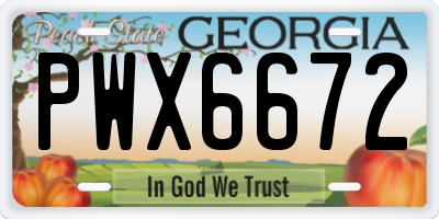 GA license plate PWX6672