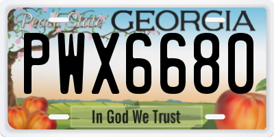 GA license plate PWX6680
