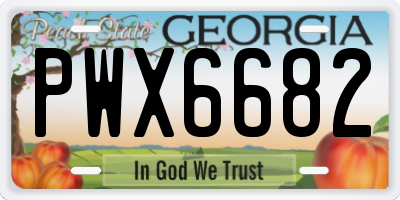 GA license plate PWX6682