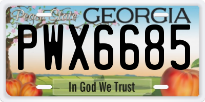GA license plate PWX6685