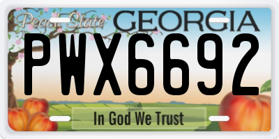 GA license plate PWX6692