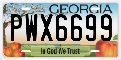 GA license plate PWX6699