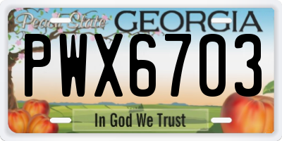 GA license plate PWX6703