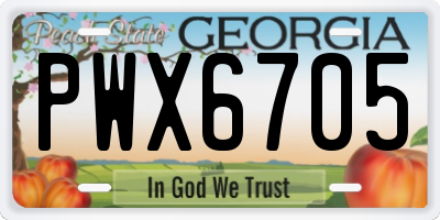 GA license plate PWX6705