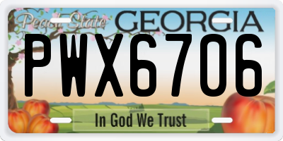 GA license plate PWX6706
