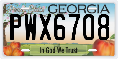 GA license plate PWX6708