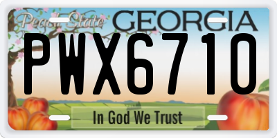 GA license plate PWX6710