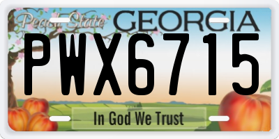 GA license plate PWX6715