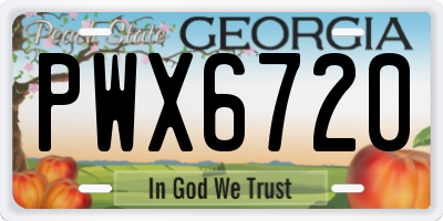 GA license plate PWX6720
