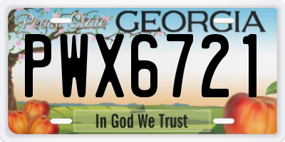 GA license plate PWX6721