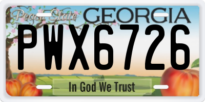 GA license plate PWX6726