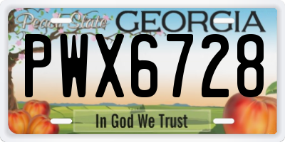 GA license plate PWX6728