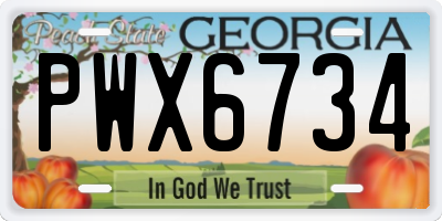 GA license plate PWX6734