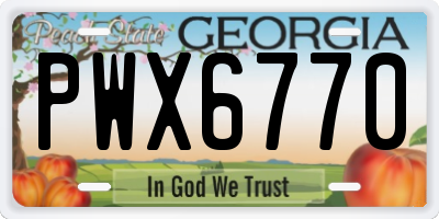 GA license plate PWX6770