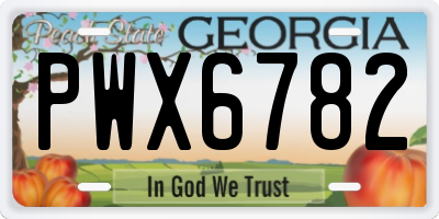 GA license plate PWX6782