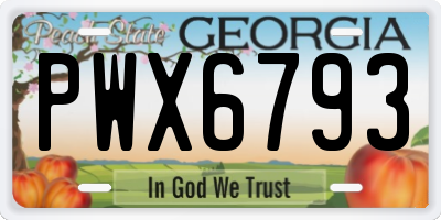 GA license plate PWX6793