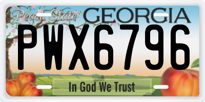 GA license plate PWX6796
