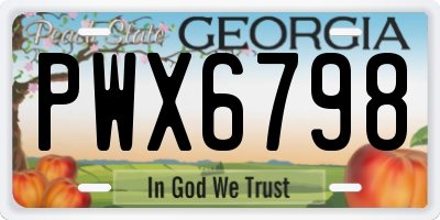 GA license plate PWX6798