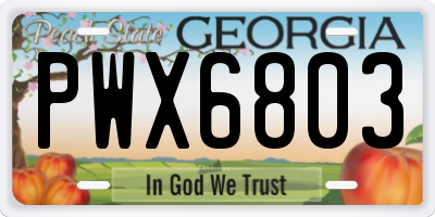 GA license plate PWX6803