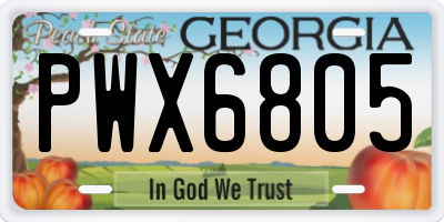 GA license plate PWX6805