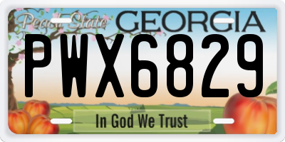 GA license plate PWX6829