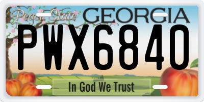 GA license plate PWX6840