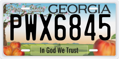 GA license plate PWX6845
