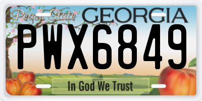 GA license plate PWX6849