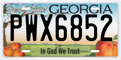 GA license plate PWX6852