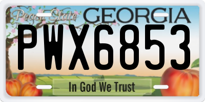 GA license plate PWX6853