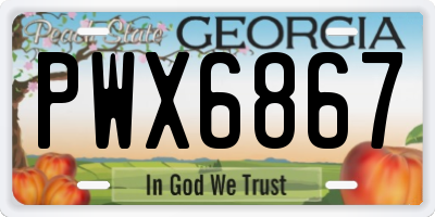 GA license plate PWX6867