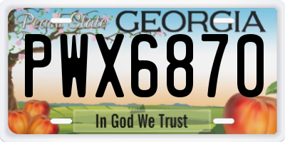 GA license plate PWX6870