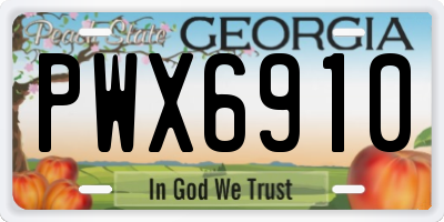 GA license plate PWX6910