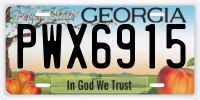 GA license plate PWX6915