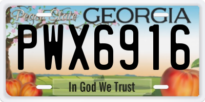 GA license plate PWX6916
