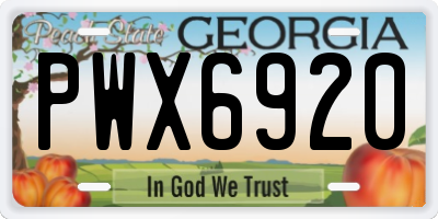 GA license plate PWX6920