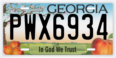 GA license plate PWX6934
