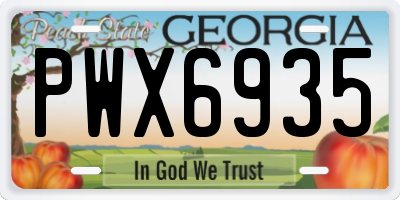 GA license plate PWX6935