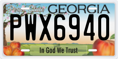 GA license plate PWX6940