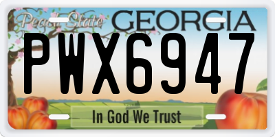 GA license plate PWX6947