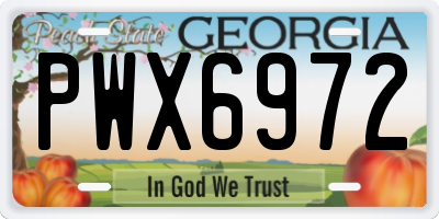 GA license plate PWX6972