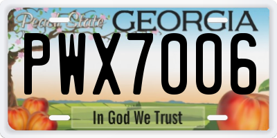 GA license plate PWX7006