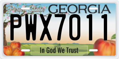GA license plate PWX7011