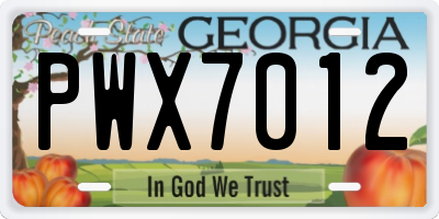 GA license plate PWX7012