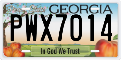 GA license plate PWX7014