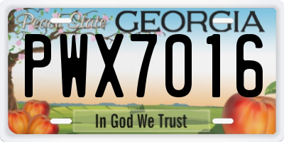 GA license plate PWX7016